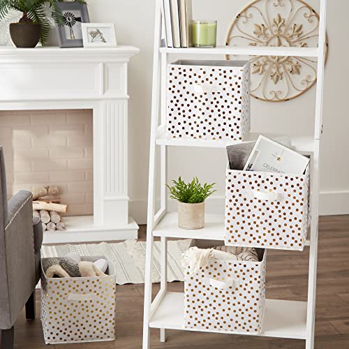 DII Non Woven Polyester Storage Bin, Polka Dot, White & Gold, Small Set of 4 - color: White & Gold, size: Small Set of 4, 11x11x11" Cube