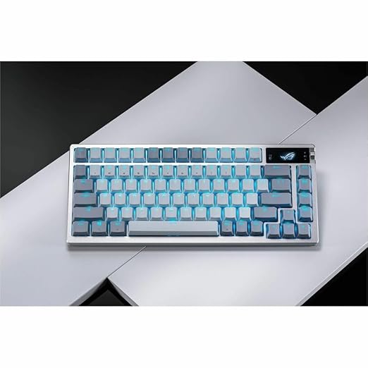 ASUS ROG Azoth Wireless Mechanical Gaming Keyboard – 75% TKL, Tri-Mode Connectivity, Hot Swappable Pre-lubed ROG NX Storm Clicky Switches, PBT Keycaps, RGB, OLED Display, PC/Mac Support - White