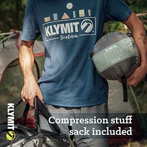 Klymit Wild Aspen Lightweight Rectangle Sleeping Bag, 20¡ÆF Sleeping Bag for Camping, Hiking, and Backpacking in Cold Weather, Green