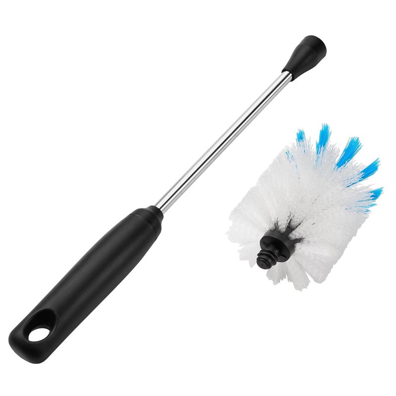 MOSOLAN Stainless Steel Bottle Brush with Replaceable Head, 2 Pack Long Handle Scrubbing Brush for Water Bottles, Glasswares, Mugs, Flasks, Tumblers, Vases, and Kitchen Sink, White, 15 in