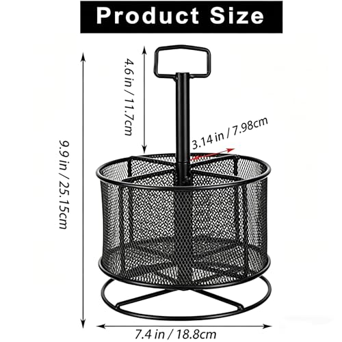 Marbrasse Mesh Desk Organizer, 360-Degree Rotating Multi-Functional Pen Holder, 4 Compartments Desktop Stationary Organizer, Home Office Art Supply Storage Box Caddy (Black) - color: Black