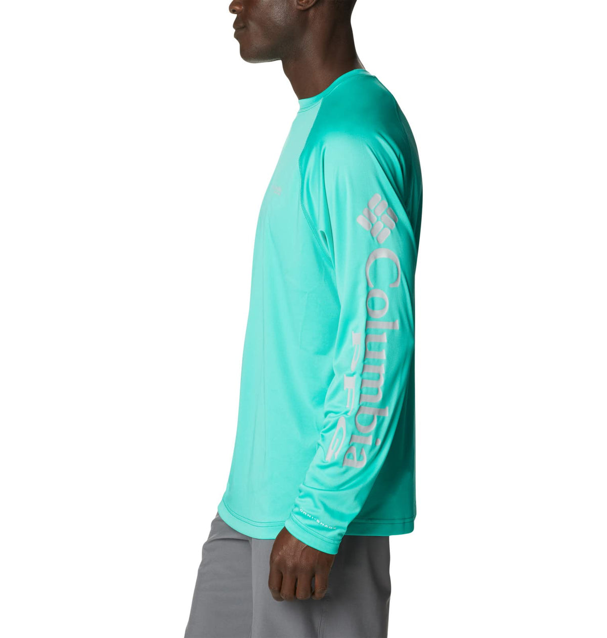 Columbia Men's Terminal Tackle Long Sleeve Shirt, Electric Turquoise/Cool Grey Logo, XX-Large