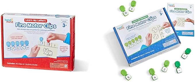 hand2mind Learn My Letters and Numbers Fine Motor Clips Bundle - Alphabet and Math Activities for Toddlers