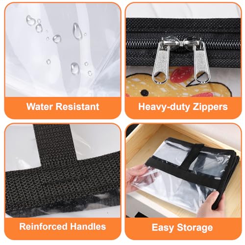 SpaceTrove Clear Clothes Storage Bags, 6 Pack Closet Organizers and Under Bed Storage Containers, Foldable Moving Bags with Zippers for Comforter, Blanket, Bedding, Duvet, PVC Packing Bags 40L - size: 40L
