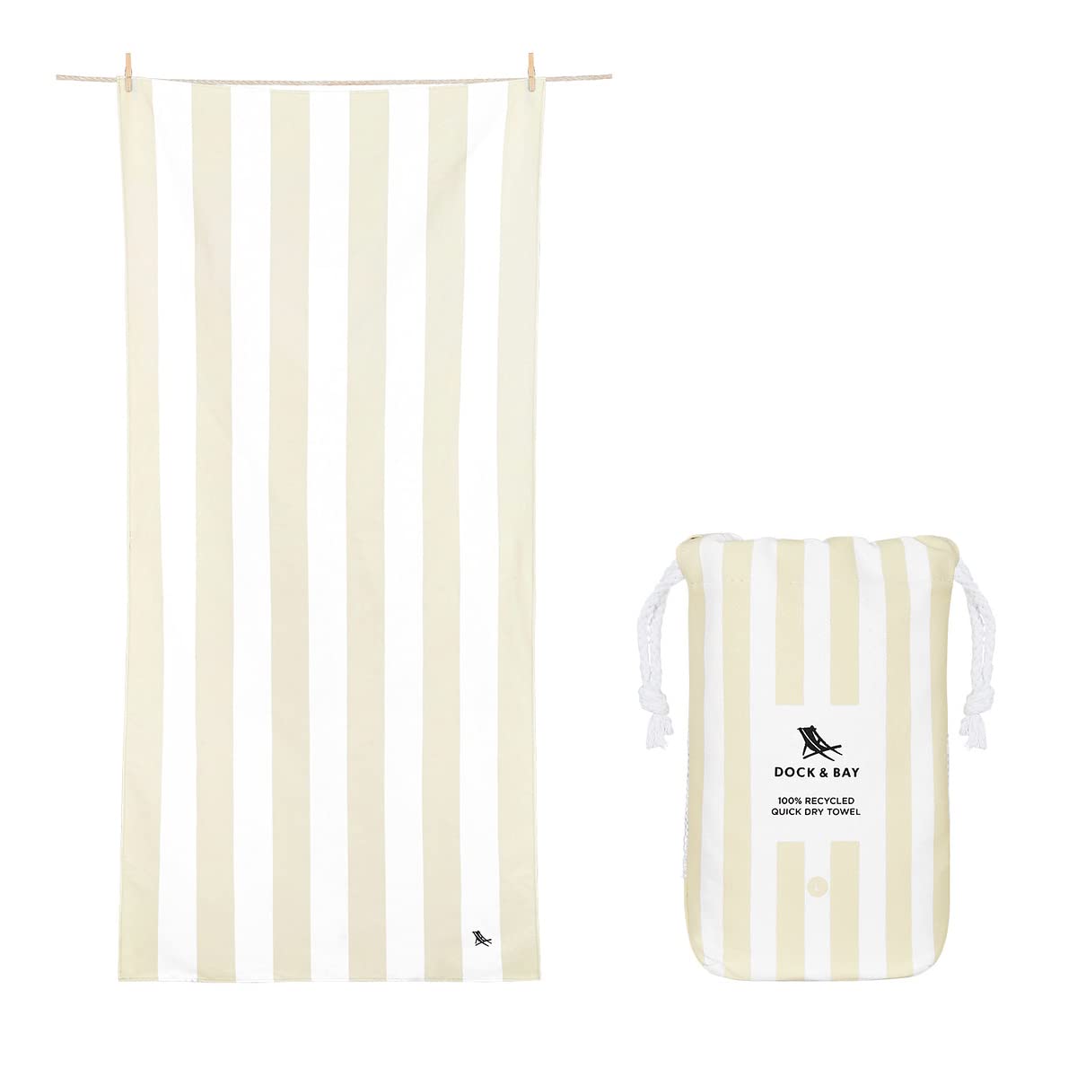 Dock & Bay Beach Towel - Quick Dry, Sand Free - Compact, Lightweight - 100% Recycled - Includes Bag - Cabana - Set of 6 - Large (160x90cm, 63x35)