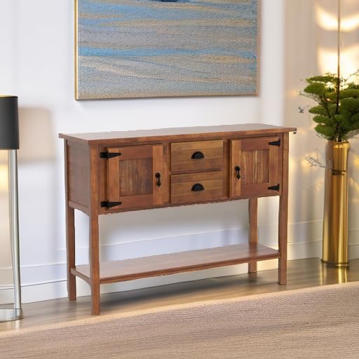 LKTART Solid Wood Farmhouse Console Table,Sofa Table with Storage Drawers and Shelves,Entryway Table for Entry Hallway Foyer,Easy Assembled (48" Brown)