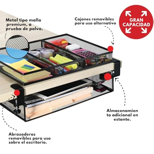 Under Desk Drawer Organizer Clamp-On, Mesh Metal Attachment, 1 Drawer Slide Out, On or Under Desk Organizer for Office Supplies & Home Essentials - size: 1 Drawer