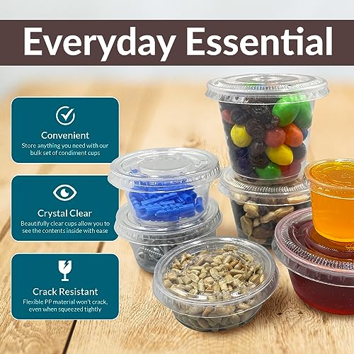 Reli. 5.5 oz Small Containers with Lids (250 Sets) | Jello Shot Cups with Lids | Clear Plastic Condiment Containers | 5 oz Portion Cup | 5oz Sauce
