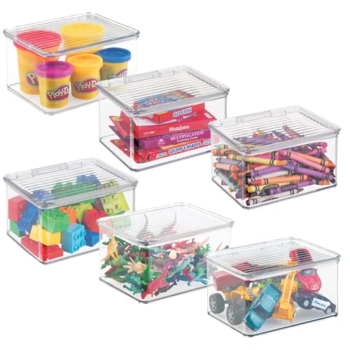 iDesign Plastic Stackable Hinged-Lid Pantry or Kitchen Storage Box - Set of 6 - Clear - style: Pack of 6