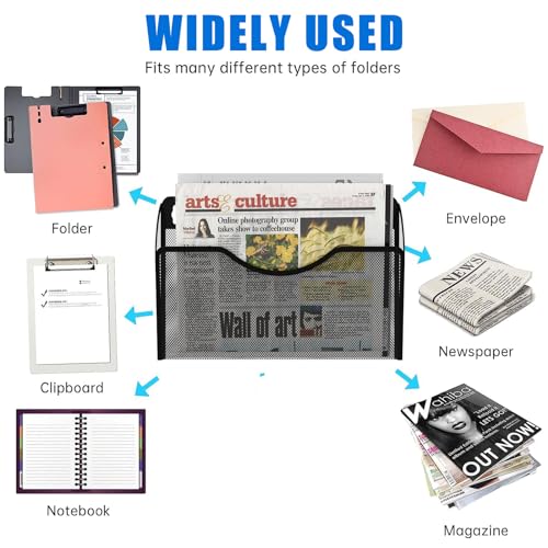 Magnetic File Holder 1 Pockets File Folder Organizer, Office Hanging Magazine Rack for File Cabinets, Magnetic Paper Holder, No Drilling Mail Organizer for Refrigerator, Office