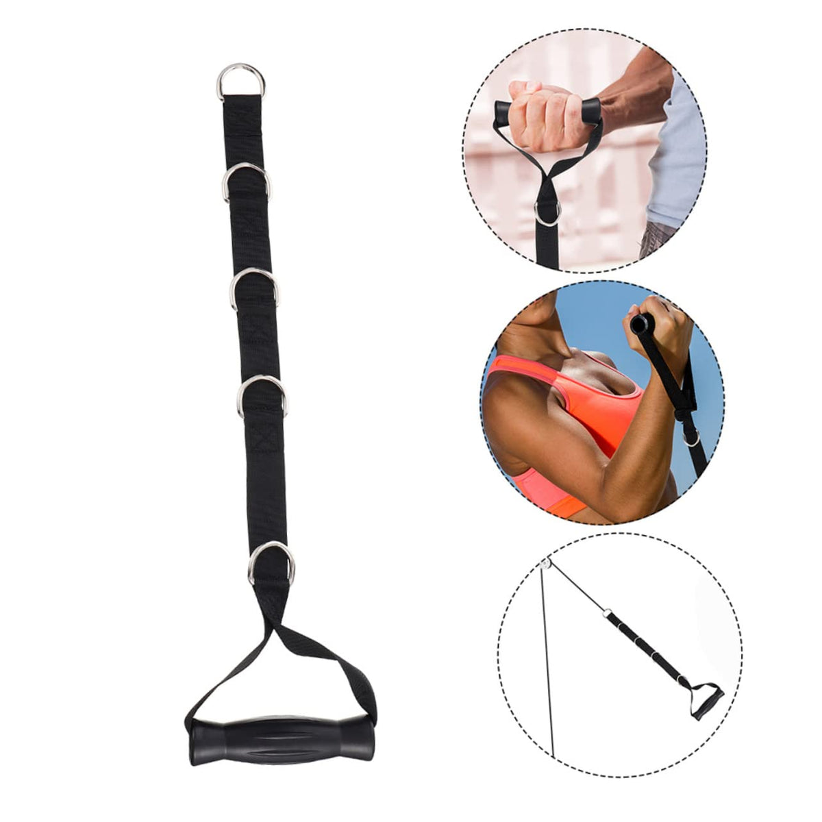 Kisangel 2pcs Heavy Duty Fitness Resistance Bands Exercise Pull Handles Black Tension Tape for Strength Equipment and Bicep Workouts