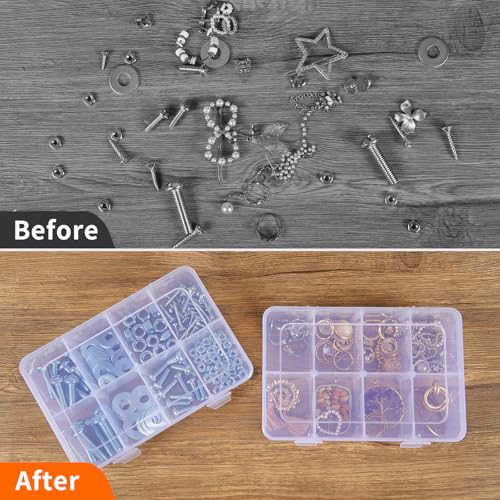 QUEFE 2 Pack 8 Grids Bead Organizers and Storage, Plastic Organizer Box with Removable Dividers Tackle Box Organizer for Candies Snacks Electronics Jewelry Small Parts - size: 2pcs