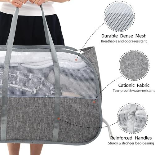Collapsible Laundry Baskets with Easy Carry Handles, 95L Clothes Hamper for Storage, Foldable Laundry Basket Tear-proof, Large Pop Up Hampers for Laundry, Bedroom, Bathroom, Dorm Grey - style: Grey