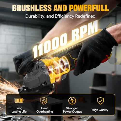 Cordless Angle Grinder, 4-1/2 Inch Power Grinder Tools Compatible with Dewalt 20V MAX Battery, 3 Speed Power Cordless Grinder for Metal Grinding, Cutting, Rust Removal (Battery Not Included)