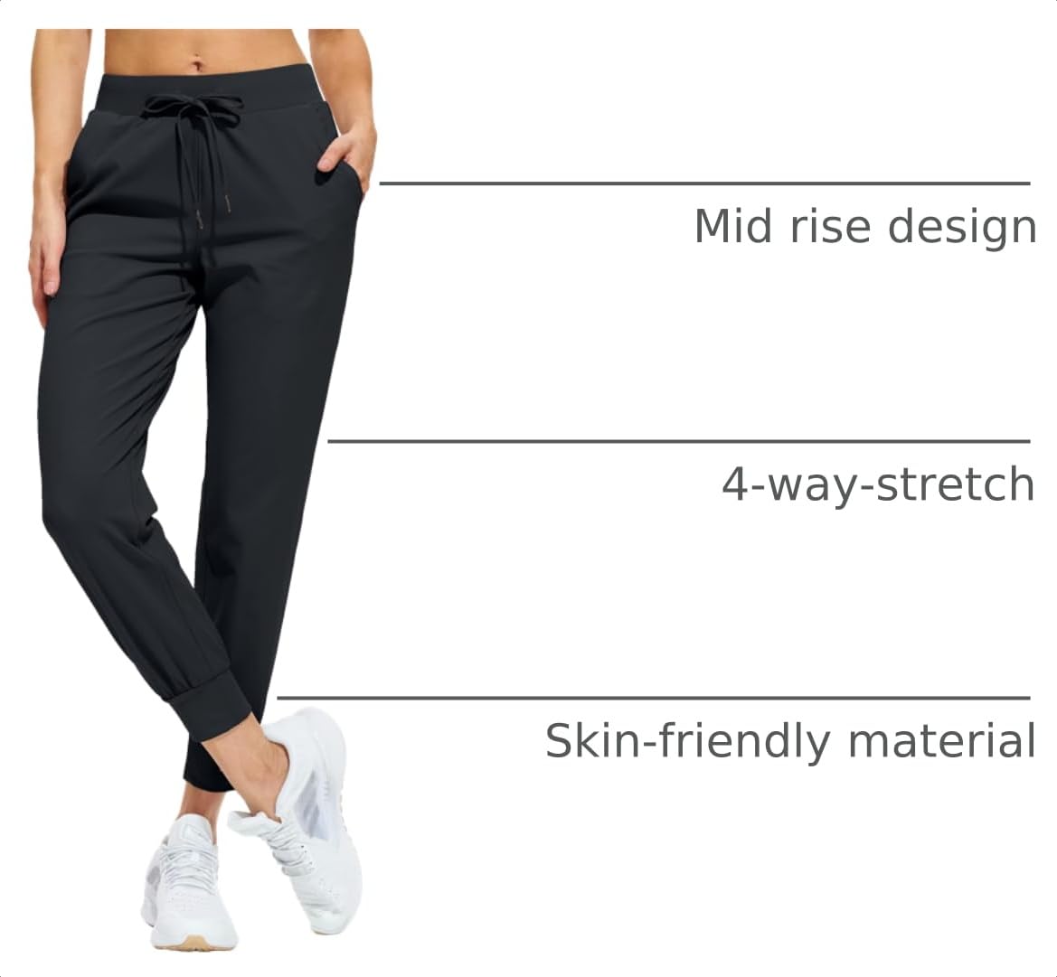 Libin Women's Joggers Pants Athletic Sweatpants with Pockets, Black M