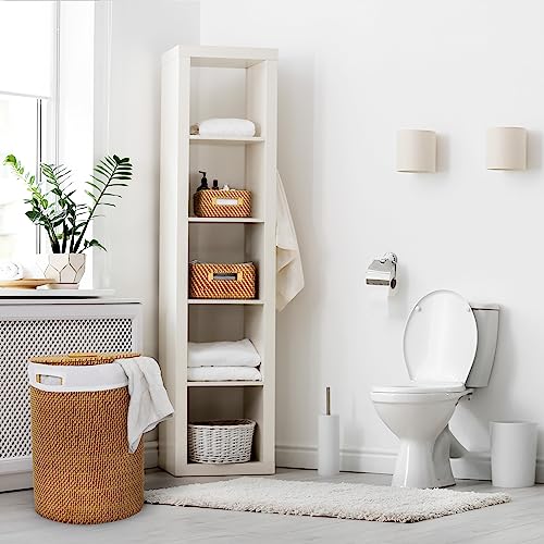 Seville Classics Premium Natural Handwoven Portable Laundry Bin Basket with Carrying Handles - color: Natural Water Hyacinth, size: Rectangular Hamper
