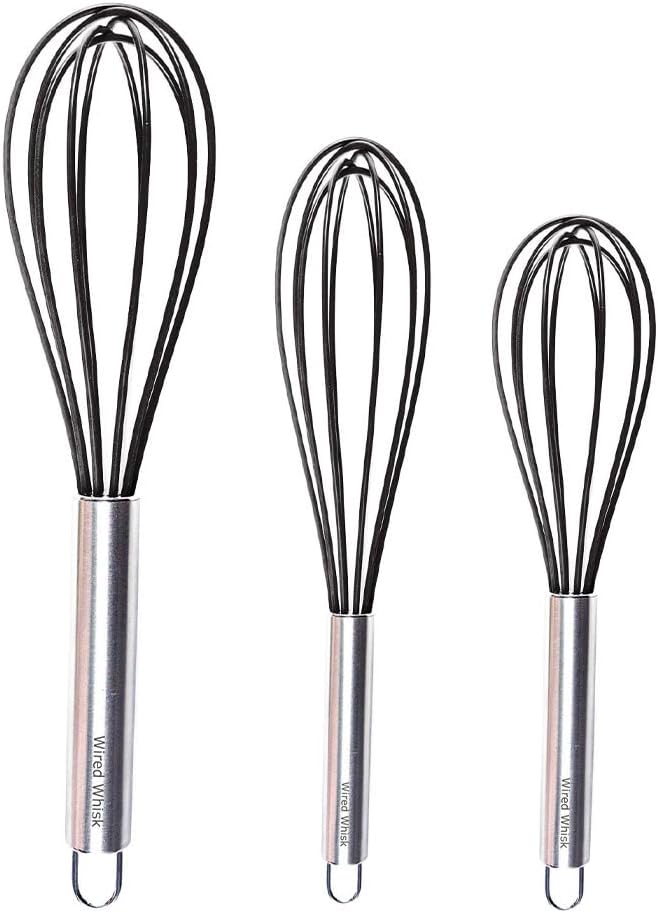 Silicone Whisk Set of 3 - Cooking Non-Scratch