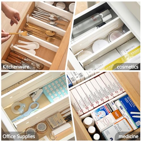 6 Pack Adjustable Drawer Organizer Dividers for Wardrobe, Baby Clothes, Cosmetics & Toiletries – Expandable Storage Solution for Drawers