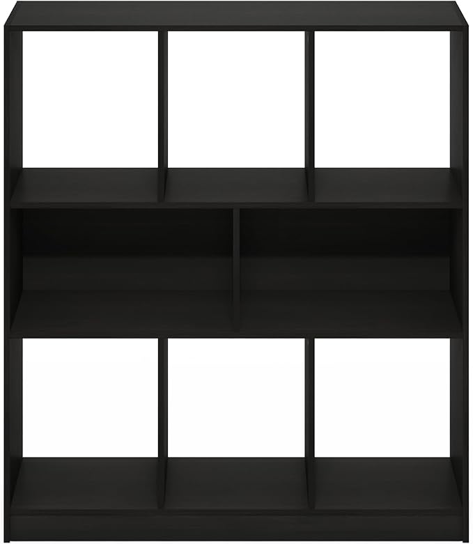 Furinno DALY Book Shelf, 8-Cube Bookshelf, Horizontal Cube Storage Organizer Bookcase, 10.9 x 35.4 x 39.4, for Living Room, Bedroom, Home Office, Espresso