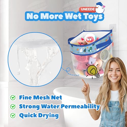 UNEEDE Dino Print Bath Storage,4.15 Gallons Bathtub Storage Organizer,Bath Holder for Bathtub Organizer and Storage,Quick Dry Bath Organizer,Mesh Shower Caddy,Blue Dinosaur Sutff - style: Blue dinosaur