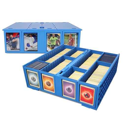 BCW Collectible Card Bin (2-Pack, Blue) | Holds 3200 Cards Each | Includes 4 Dividers Per Bin | Storage for Pok?mon, MTG & Sports Cards