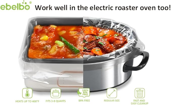 ebelbo 13"x21" Large Size Slow Cooker Liners 36 Count, BPA-Free