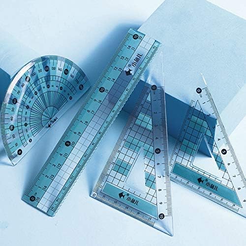 LABANCA 7 Pcs Compass Set with Protractor Rulers Drafting Tools Kit for Math Geometry (Y-Blue)