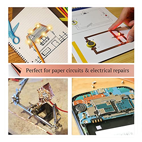 CHANZON 130ft Copper Foil Tape 6mm 1/4 inch Double Sided Conductive Adhesive for Stained Glass,Soldering,Electric,Crafts,Repair,Paper Circuits,Grounding,Guitars(2 Pack)
