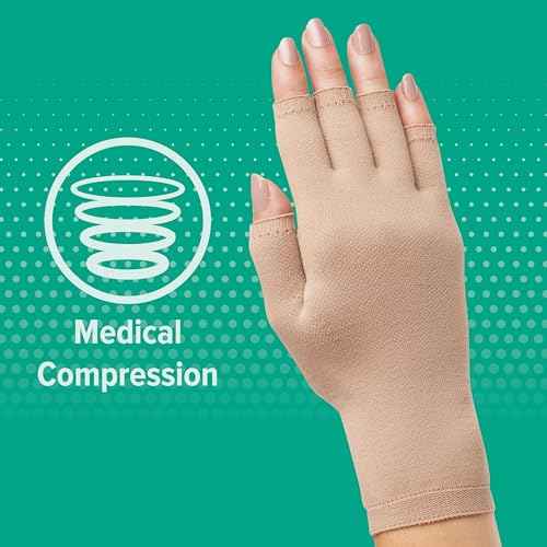Juzo 2301 Seamless Compression Glove with Open Finger Slots, Black, Small