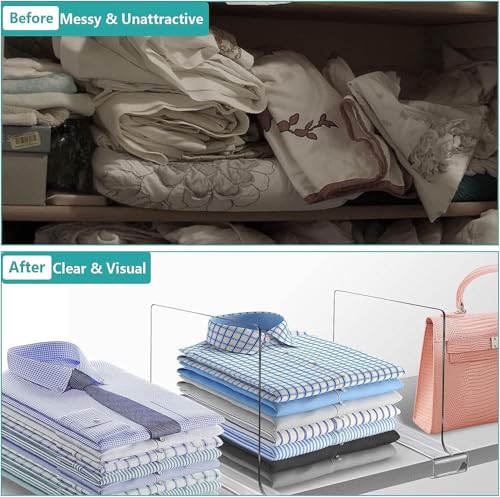 8 PCS Shelf Dividers for Closet Organization Acrylic Clear Closet Shelf Divider for Wooden Shelving Suitable for Wooden or Vertical Shelves Or Bedroom, Kitchen and Office - size: 8 pcs