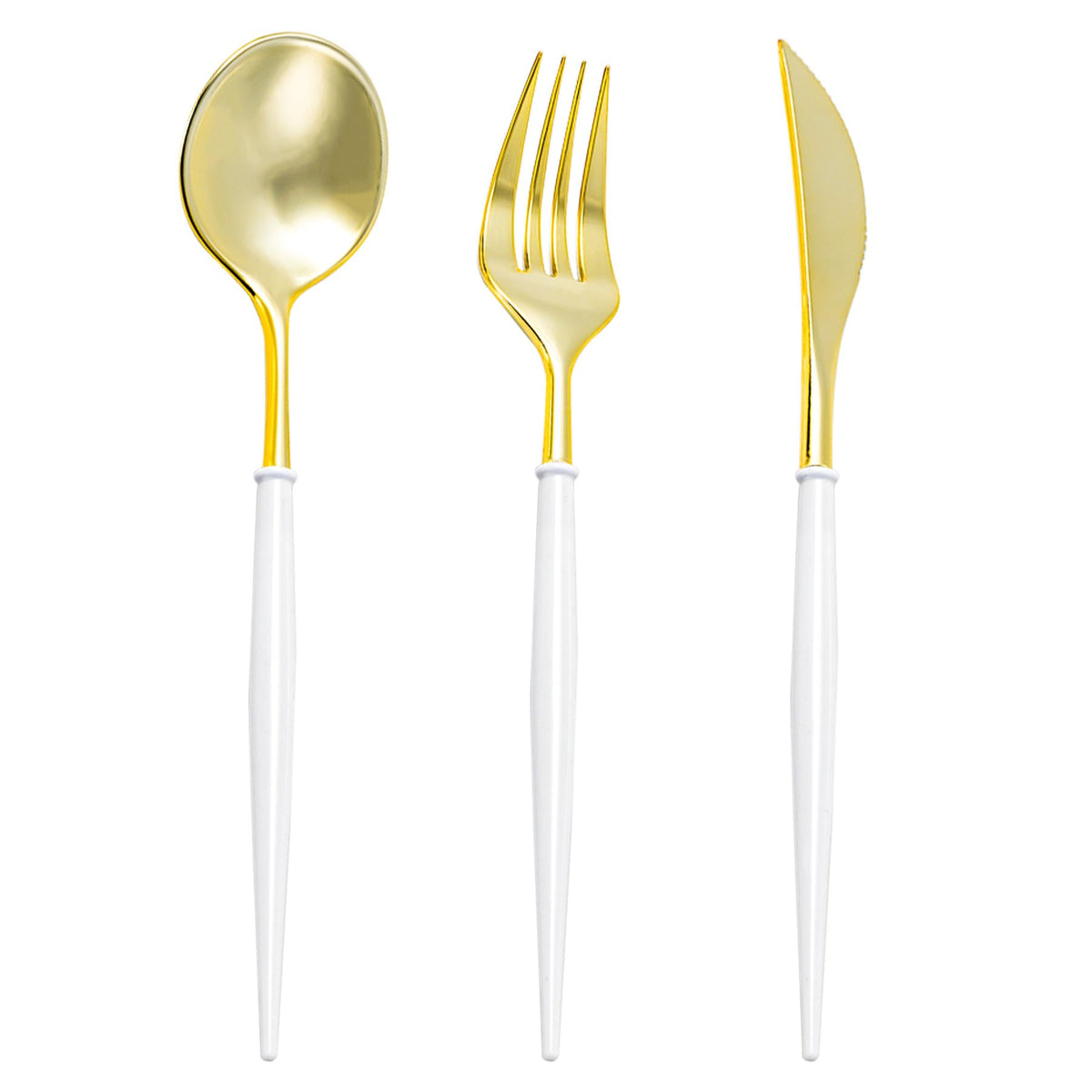 N9R 150PCS Black and Gold Plastic Silverware, Disposable Utensils & Cutlery