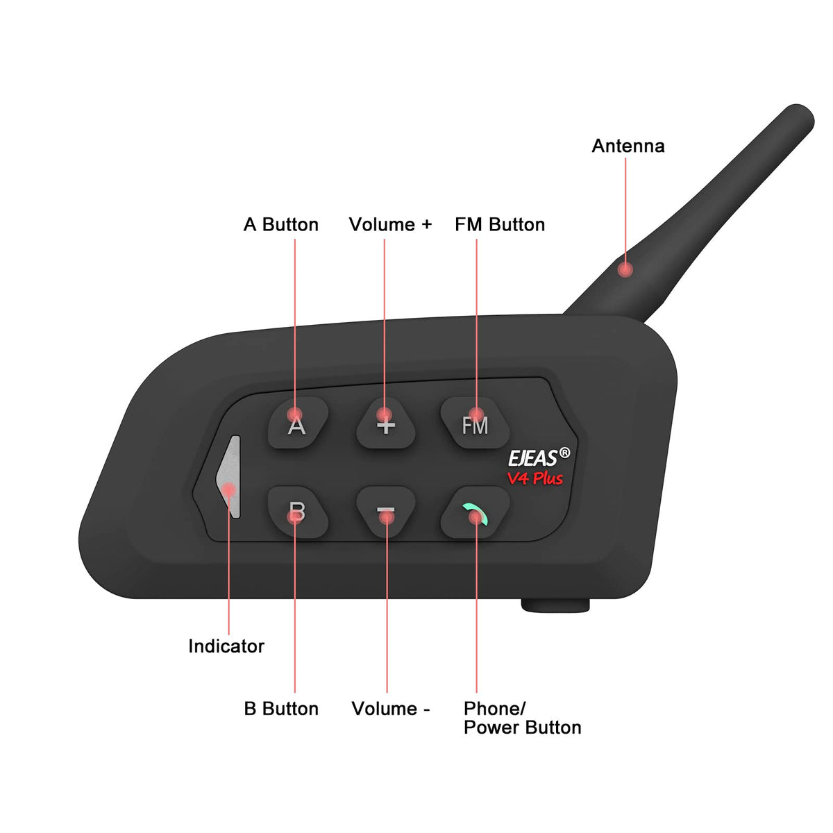 MIMIRACLE Referee Headset, Type C Left Ear Referee Communication System with Headset Earphone, Simple Pairing Bluetooth Intercom for Football Soccer Handball -4 Pack