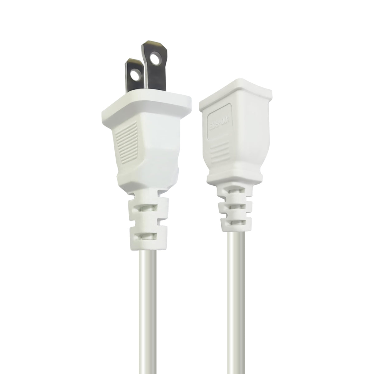 6FT Short Thin Extension Cord Indoor, White, 2 Prong, 5A 125V 625W (1Pack)