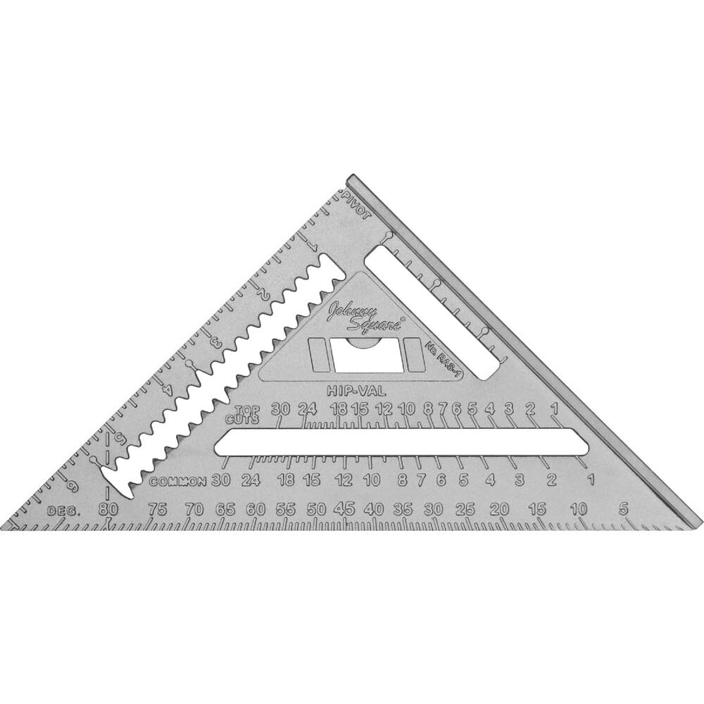 Johnson Level & Tool RAS-1B Johnny Square Professional Aluminum Rafter, 7", Silver, 1 Square