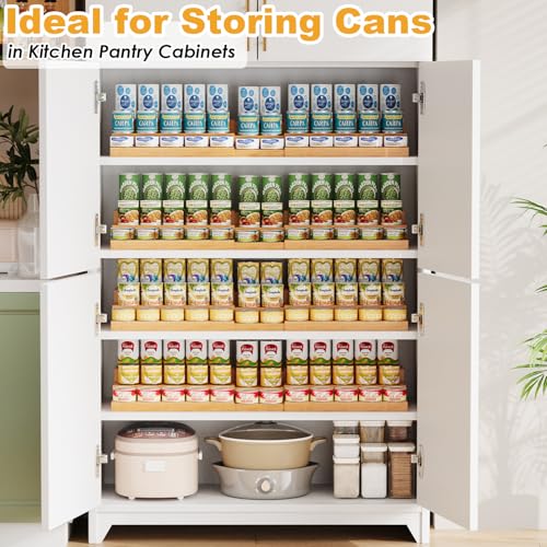 Extra-Long Expandable Bamboo Can Rack for Pantry – 3-Tier Adjustable Pantry Can Organizer, Large Capacity Holds up to 45 Cans, Pantry Shelf & Countertop Storage (Patent Pending)