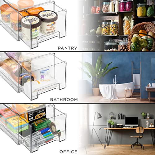 Sorbus Large Clear Storage Drawers (2 Pack) – Stackable Pull-Out Storage Bins with Handles, Slide Out Organizer Drawers for Pantry, Fridge, Kitchen – Stackable Acrylic Storage Bins - size: 2 Pack