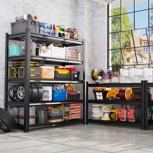 72" H Heavy Duty Garage Shelving 5-Tier Storage Shelves, Adjustable Metal Shelving Unit, Utility Garage Organizer Shelf for Basement, Pantry, Warehouse, Supermarket, 59" W x 19.7" D x 72" H - size: 5-Wire-19.7"Dx59"Wx72"H