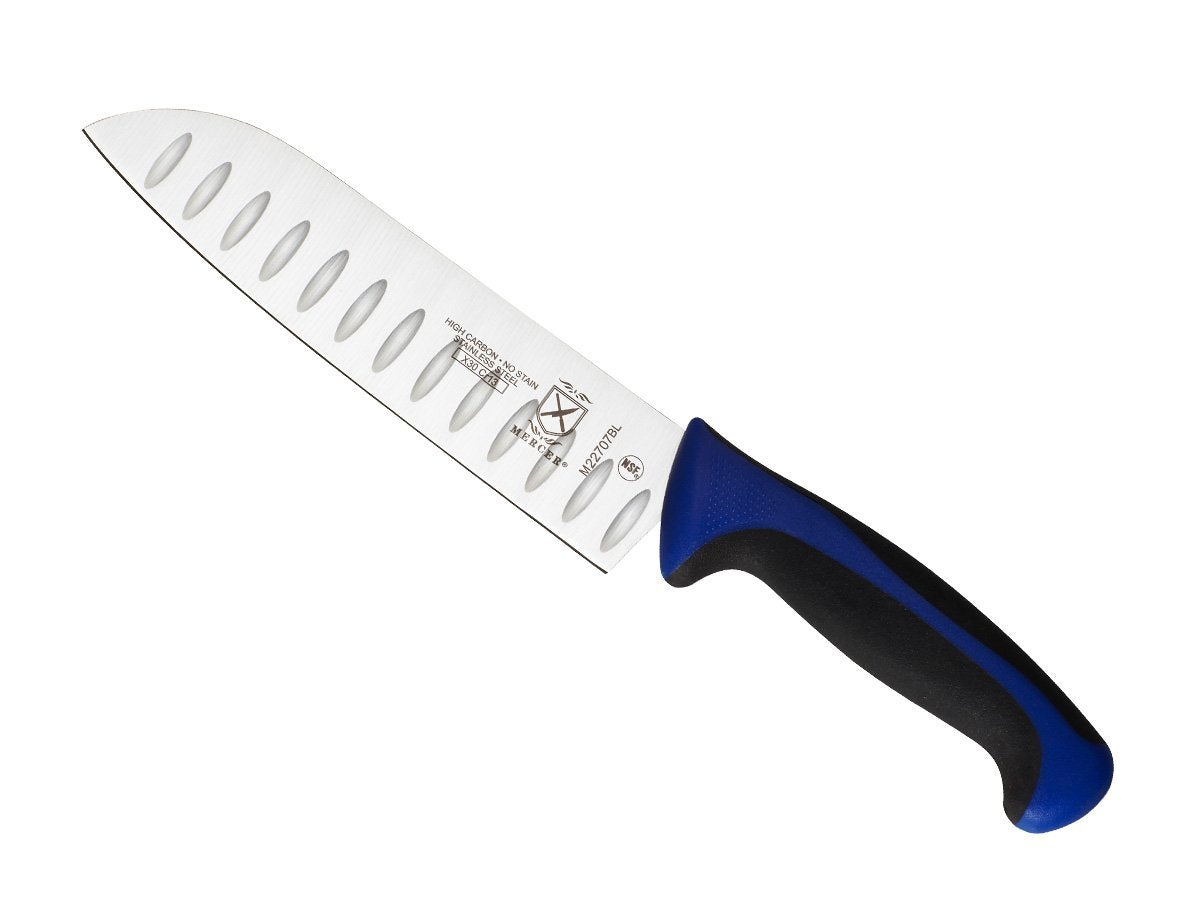 Mercer Culinary Millennia Colors 7-Inch Granton Edge Santoku Knife, Green