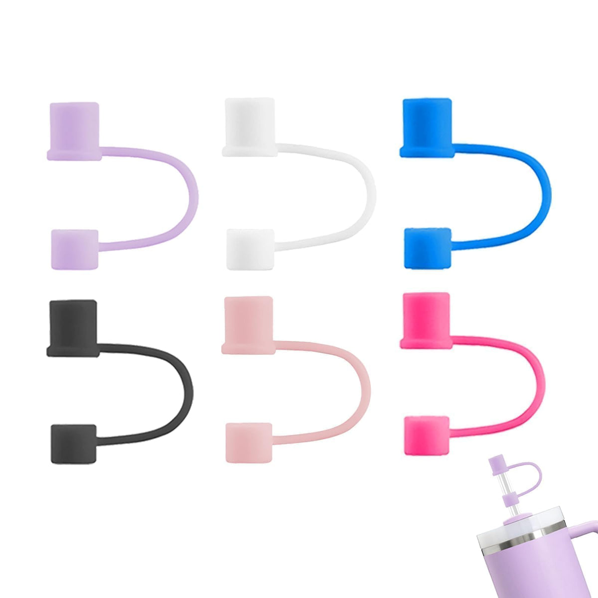Foweroty 6|12 Pack 0.4in/10mm Straw Toppers, for Stanley Straw Covers Cap for Tumblers for Stanley 14|20|30|40|64 Oz Cup, Silicone Dust-Proof Caps（ Cup is Not Included）, 6 Pack
