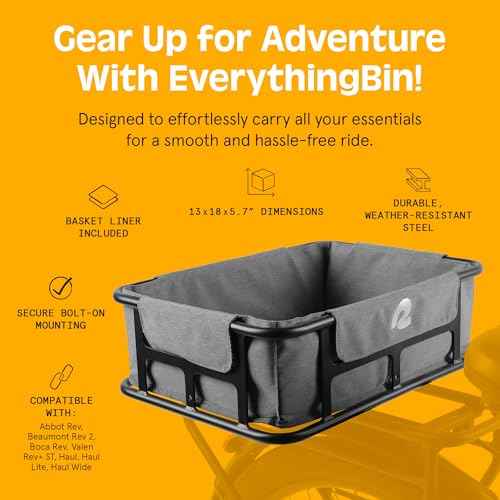 Retrospec EverythingBin Heavy-Duty Steel eBike Rear Basket with Water-Resistant Liner - Large Capacity Cargo Carrier for Electric Bikes (13x18x5.7)