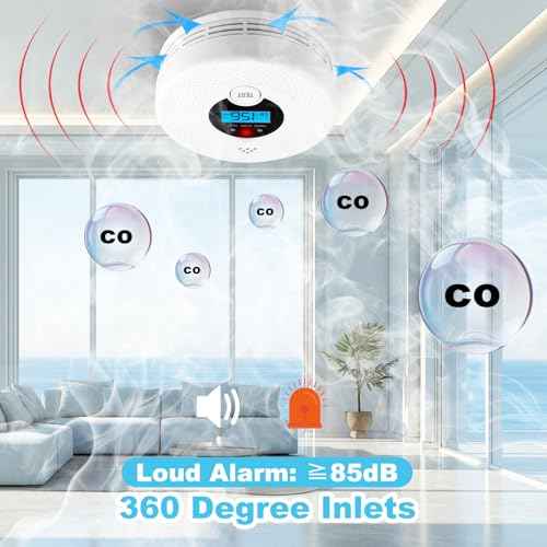 2 Pack Smoke Detector Carbon Monoxide Detector Combo with LED Indicator Lights, LCD Display & 85dB Alarm, Battery-Operated Smoke Alarm and CO Detector for Home, Kitchen, Basement, Bedroom, Office