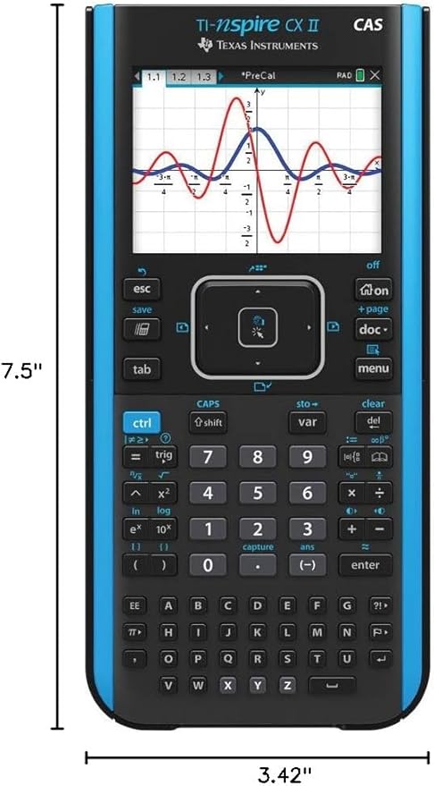 Texas Instruments TI-Nspire CX II CAS Color Graphing Calculator with Student Software (PC/Mac)