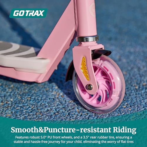 Gotrax Scout Pro Electric Scooter for Kids, Max 3 Mile Range, 6 Mph Speed by 80W Motor and Thumb Throttle, 5" Solid Wheels with Flash Wheel & Deck Lights, Max 110 Lbs Load for Boy & Girl Ages 4-7