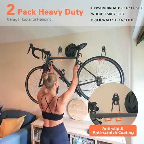 Garage Storage, Ultimate Wall-Mounted Garage Organizer for Men 32Inch, Heavy Duty 330lbs Tool Rack with Adjustable Metal Hooks Yard, Shed & Workshop Storage for Tools, Bikes, Snowboards Gift
