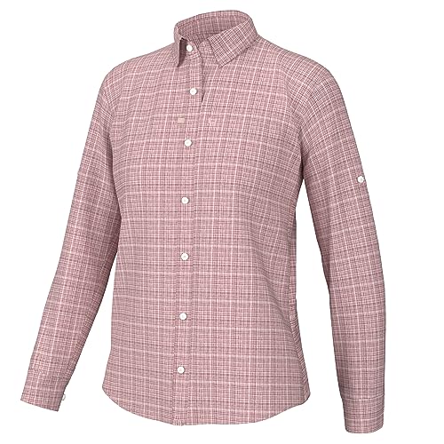 Huk Standard Tide Point Pattern Long Sleeve Shirt, Button Down for Women, Peach Whip, XX-Large