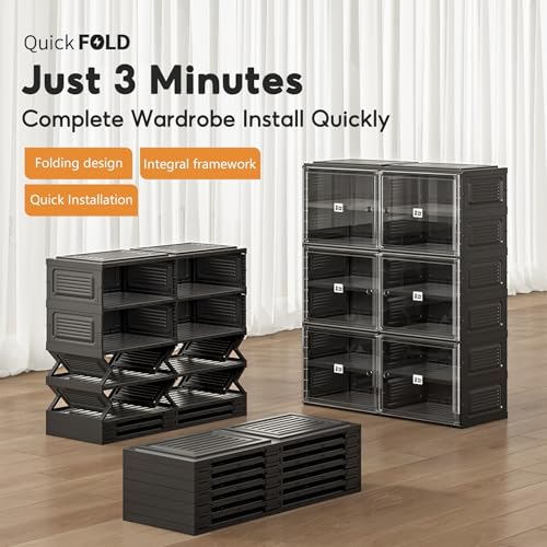 Vipbox Shoe Rack Organizer Cabinet for Closet Entryway,Clear Shoe Storage Boxes Stackable Sneaker Storage with Door Easy Assembly Black Shoe Cabinet with Lids Large 9 Tiers 36 Pairs - size: 9 Tiers 36 Pairs