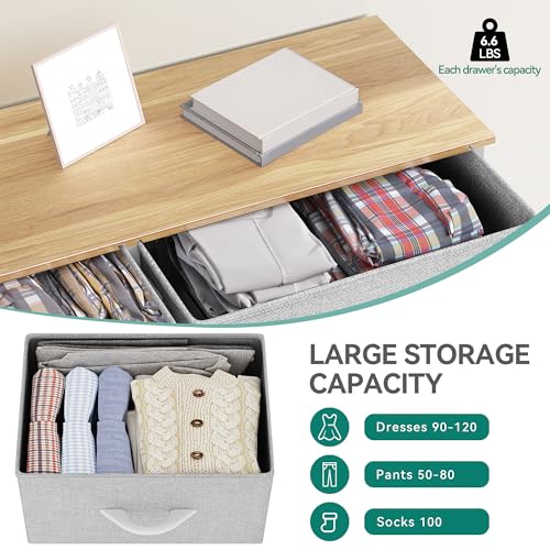 YITAHOME Dresser for Bedroom, Fabric Dresser with 8 Drawers, Storage Tower Unit, Chest of Drawers for Living Room, Hallway, Closets - color: Light Grey-white Handle(new 2025), style: 8-Drawer