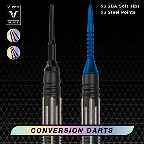 Viper Black Flux 90% Tungsten Professional Steel or Soft Tip Conversion Dart Set