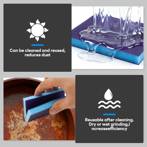 12 Pack 220 Grit Sanding Sponge, Wet Dry Sanding Block Sandpaper Sponge, Washable & Reusable Sanding Pads Soft Foam Sand Block for Metal Wood Drywall Furniture Polishing