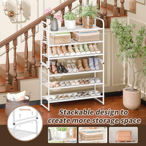 SUFAUY 3-Tier Mesh Shoe Rack, Closet Metal 33" Wide Shoe Shelf Heavy Duty, White - color: White, size: 3 Tier